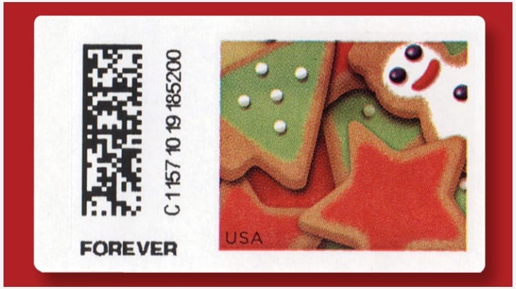 10 Christmas Cookie Forever Stamps Holiday Lights Postage Stamps for  Mailing Holiday Cards